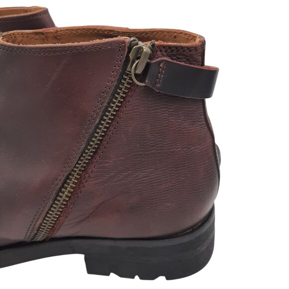 Hudson London Oxblood Burgundy Leather Moto Boots SZ 37 - Picture 10 of 16